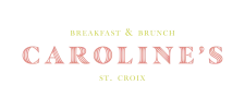 The image shows the logo for "Caroline's Breakfast & Brunch" located in St. Croix.