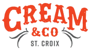Logo with text "CREAM & CO" and "ST. CROIX" in decorative font with stylized design.