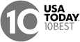 The image shows the "USA TODAY 10BEST" logo with a stylized number 10 in a circle, indicating its branding.